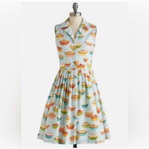 ModCloth My Kind of Pie Sleeveless Shirt Dress Size 4